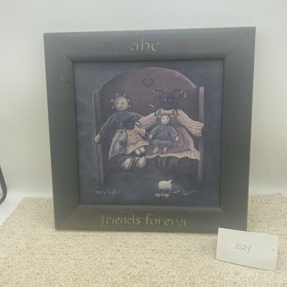Mary Hughes Olde Amish Memory ABC Art Wall 11X11 Framed Signed Vintage